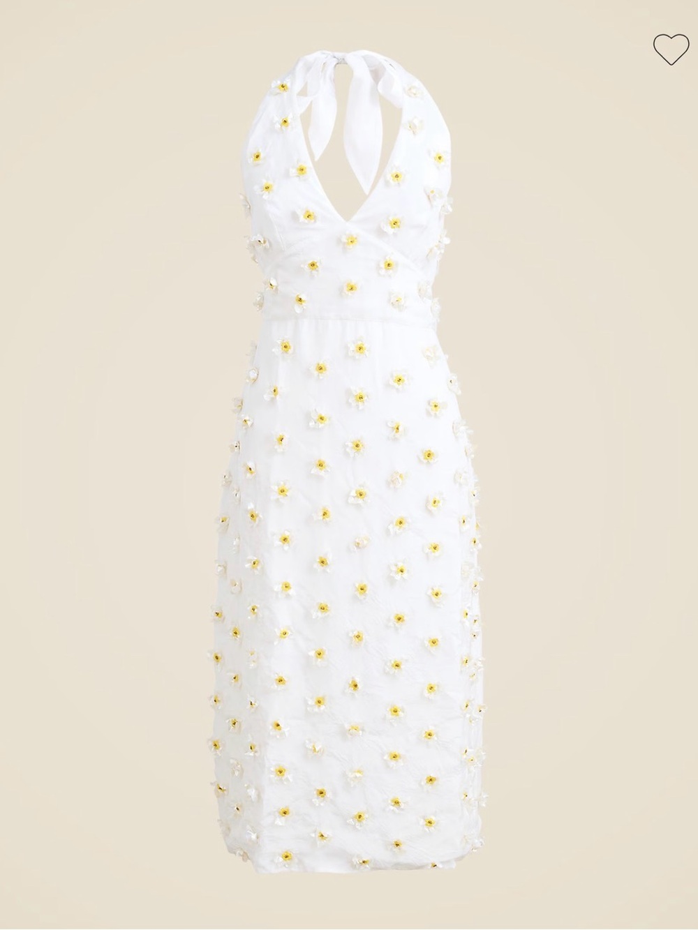 Collection White Halter Midi Dress with Daisy Embellishments